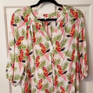 Floral and bird print Crown & Ivy blouse Med